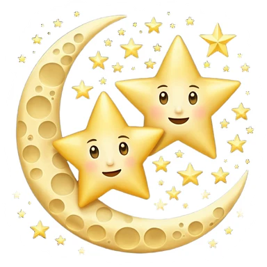 Moon and a golden star sticker