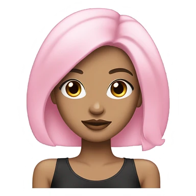 white fashion girl with black hair wearing pink sticker