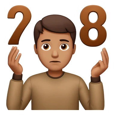 man frowning holding up numbers 6 and 7 sticker