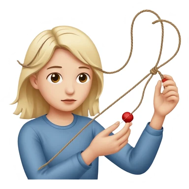 Character pulling a thread from reality, unraveling the scene sticker