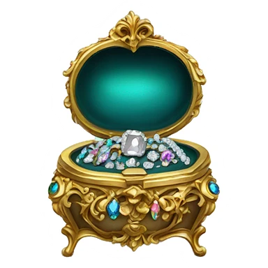 rococo style jewelry box filled with jewels and diamonds sticker