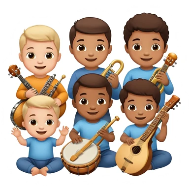 baby boys with instruments smiling sticker