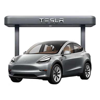 A Tesla Model Y parallel parking in front of a store, from above sticker