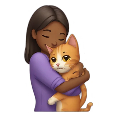 cat with girl hugging sticker