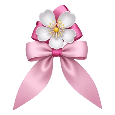 white sakura flower with a pink bow sticker