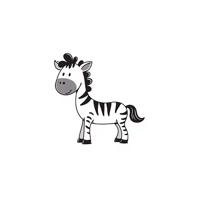 A full-body zebra standing and facing forward with a happy expression sticker
