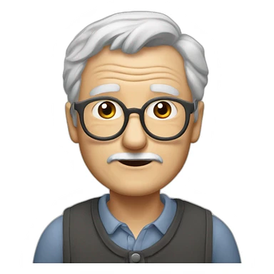 Old white man, in his 80s, gray hair, Raimonds Pauls sticker