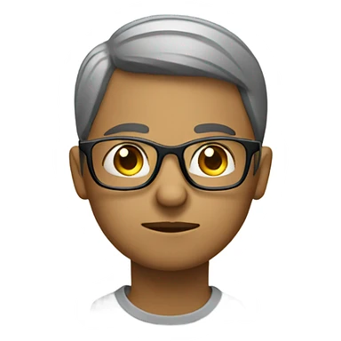 An person wearing glasses with a thoughtful expression sticker