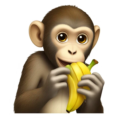 Cute monkey eating banana sticker