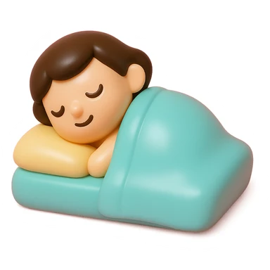 person sleeping under a blanket, vinyl figure style sticker