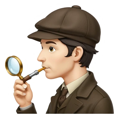 A side view of Sherlock Holmes wearing a deerstalker hat and smoking a meershaum pipe sticker