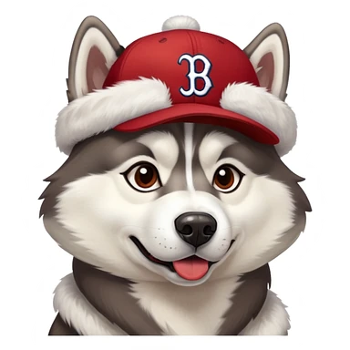 Husky wearing Boston Red Sox hat sticker