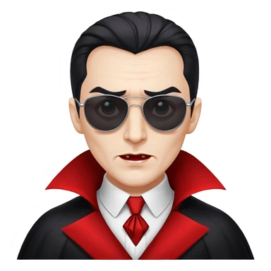 cool Dracula with sunglasses, confident expression, WhatsApp emoji style sticker