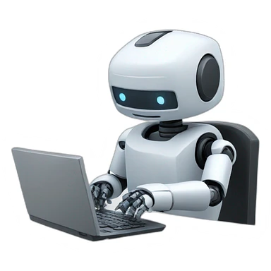 robot writing on a computer sticker