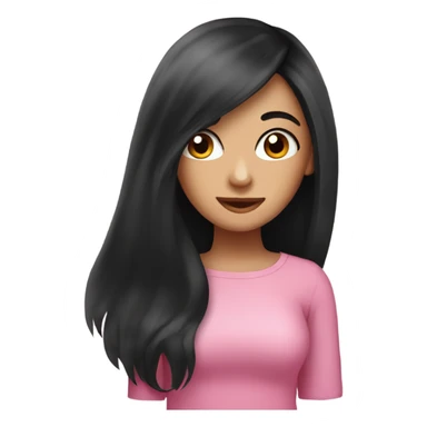pretty girl with long black hair pink blus sticker