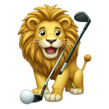 Lion playing golf sticker