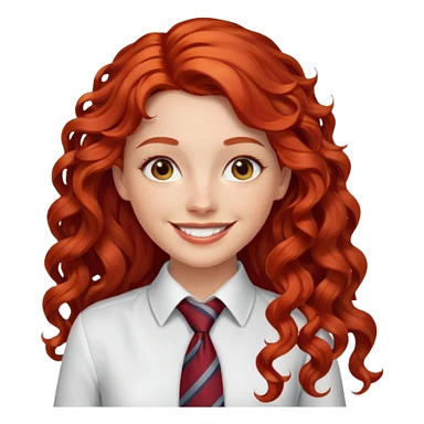 white collar woman with tie, long curly red hair sticker