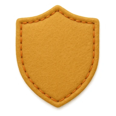 <StylePrompt>
  <Name>Minimal Felt Appliqué Icon</Name>
  <Description>
    A simplified plush icon style with soft felt textures, minimal facial features, and gentle stitching. Focuses on iconic shapes with low visual complexity for maximum clarity at small sizes.
  </Description>
  <VisualProperties>
    <Material>Felt</Material>
    <Texture>Soft, matte surface with faint fiber detail</Texture>
    <Stitching>
      <Type>Thin thread</Type>
      <Color>Muted orange or brown</Color>
      <Pattern>Sparse edge stitching only</Pattern>
    </Stitching>
    <Padding>Low to moderate—slightly puffy but not high-relief</Padding>
    <Edges>Smooth, rounded</Edges>
    <ColorPalette>
      <Primary>Warm yellows, oranges, and browns</Primary>
      <Accent>Minimal dark brown for eyes and nose</Accent>
      <Background>Plain or soft gradient, off-white preferred</Background>
    </ColorPalette>
  </VisualProperties>
  <FacialFeatures>
    <Eyes>Small circles, dark brown</Eyes>
    <Nose>Simple dot or triangle</Nose>
    <Mouth>Omit or use curved line only</Mouth>
    <DetailLevel>Low</DetailLevel>
  </FacialFeatures>
  <Rendering>
    <Lighting>Flat and soft, minimal shadows</Lighting>
    <Perspective>Side or front profile, no complex angles</Perspective>
  </Rendering>
  <Applicability>
    <SubjectType>Animals, objects, icons</SubjectType>
    <OutputFormat>Flat icon or patch-style asset</OutputFormat>
  </Applicability>
</StylePrompt>


{subject} = shield sticker