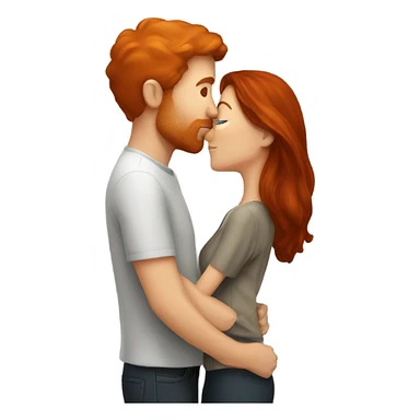 Redhead man kissing brunette woman  sticker