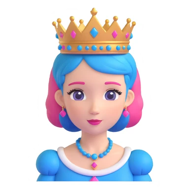 cute queen with pink and blue hair and a queen crown sticker