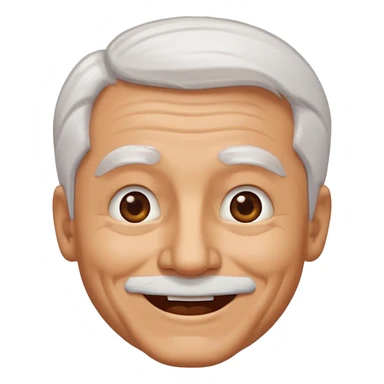 Illustrated emoji of an old man, white hair, no beard, dark eyes, tanned skin  sticker