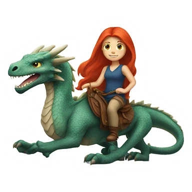 red head girl with long hair on a dragon  sticker