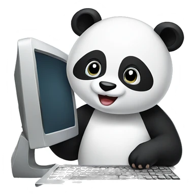 Panda on computer  sticker