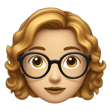 visage fille cheveux mi-long chatain yeux bleu et lunettes rondes sticker