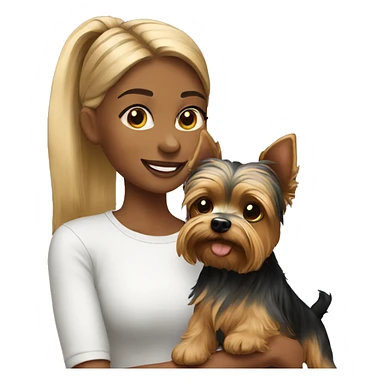 girl with yorkie dog  sticker