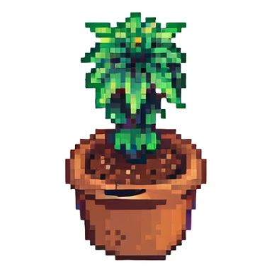 A small green plant in a pot sticker