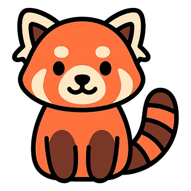cute red panda icon with color outline sticker