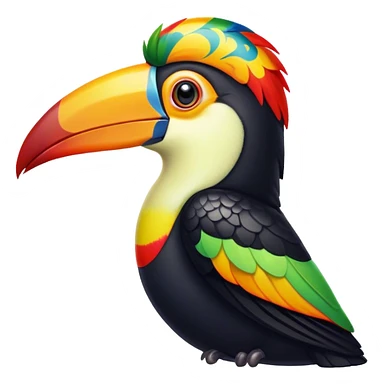 Cinematic Noble Toucan Portrait Emoji, Poised and regal, with a vibrant, striking beak and a sleek, colorful body adorned with bold patterns and keen, observant eyes, Simplified yet sharp and sophisticated features, highly detailed, glowing with a soft, tropical radiance, high shine, intelligent and majestic, stylized with an air of exotic elegance, focused and alert, soft glowing outline, capturing the essence of a watchful and confident avian guardian that appears ready to take flight out of the screen with effortless authority! sticker