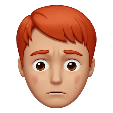man with no red or orange hair. His face is intensely red, visibly flushed and over-reddened, as if he's been crying hard. His expression is sad, and a single clear tear flows down his cheek. The style should be simple, clean, and consistent with modern emoji design. sticker