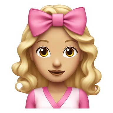blonde girl with pink bow in hair pink outfit  sticker