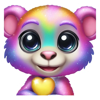 Lisa frank sparkly rainbow baby monkey with heart sticker