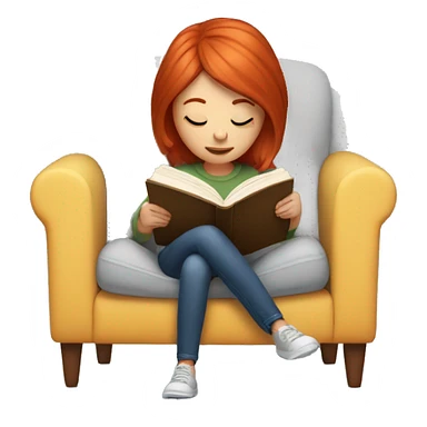Girl with red hair reading in big cozy chair sticker