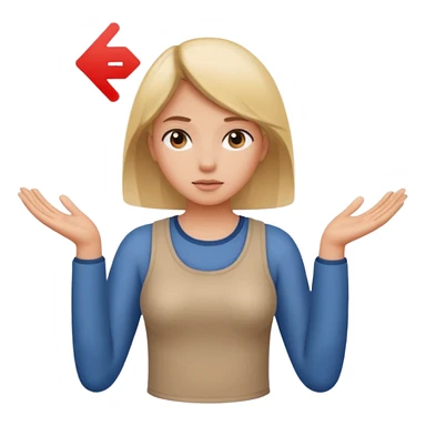 A girl shrugging his shoulders with a 6 above his left hand and a 7 above his right hand. sticker