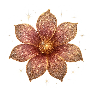 glittery flower object, radiant sticker