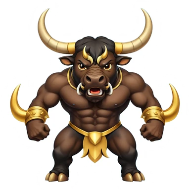 black angry powerful bull with golden horns emoji sticker