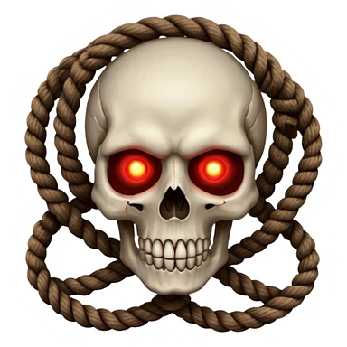 skull with glowing red eyes entangled in rope sticker