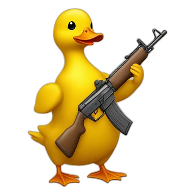 fit body yellow duck holding golden akm sticker