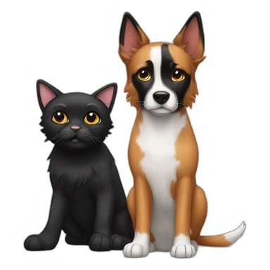 black dog next to a calico cat sticker