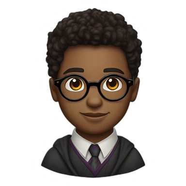 Young light skin chardwick boseman with in round Harry Potter glasses and a noticeable goatte sticker