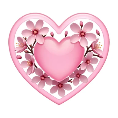 heart with sakura and soft glow sticker