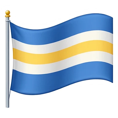 A flag with Blue on top than in the middle White and on the bottom yellow sticker