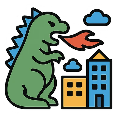 Godzilla attacking a city sticker