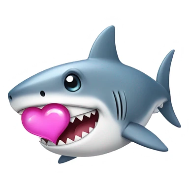 A cute shark who showing a pink coquette heart sticker