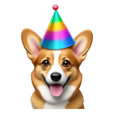 Corgi wearing a party hat sticker