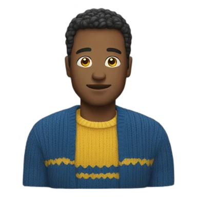 man in blue and yellow sweater sticker