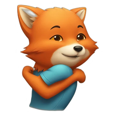 a-fox-hugging-a-peach sticker